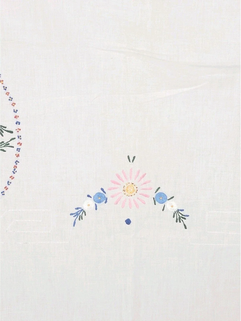 Vintage 1940s Tablecloth Hand Embroidered Art Deco 100% Cotton Summer Quilt Ooak